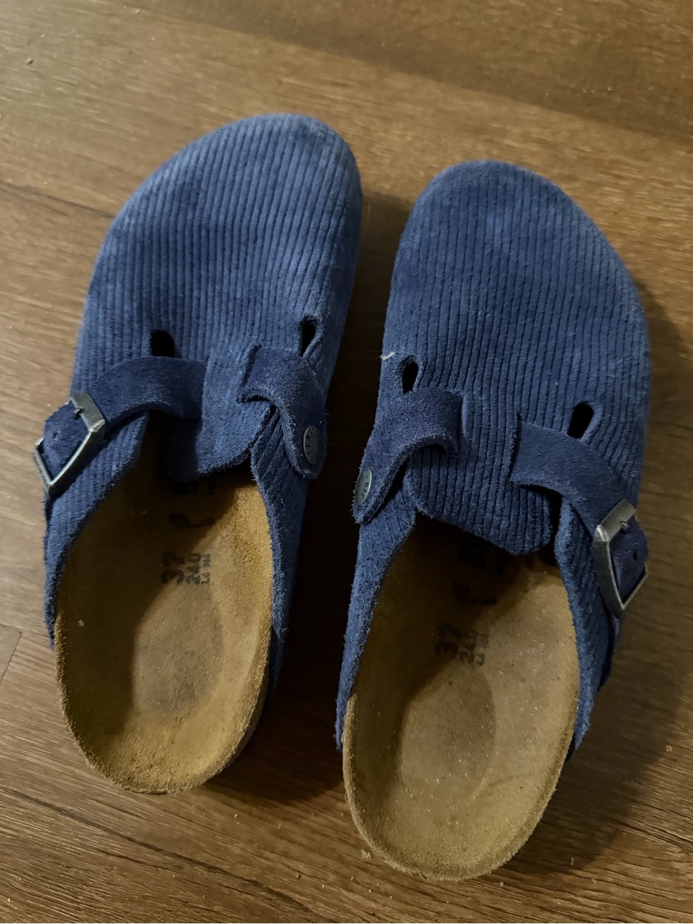 Birkenstock Kids Corduroy Slip-On Clogs in Navy Blue